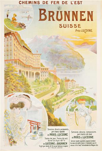 GEORGES MEUNIER (1869-1942). BRUNNEN SUISSE. Circa 1904. 42x28¾ inches, 106¾x73 cm. Chaix, Paris.                                                